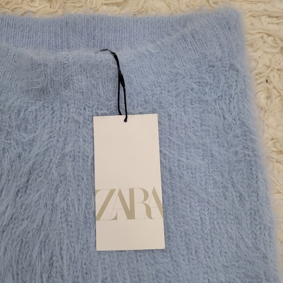 NWT Zara Blue Fuzzy Knit Shorts Sz Medium - Picture 6 of 9